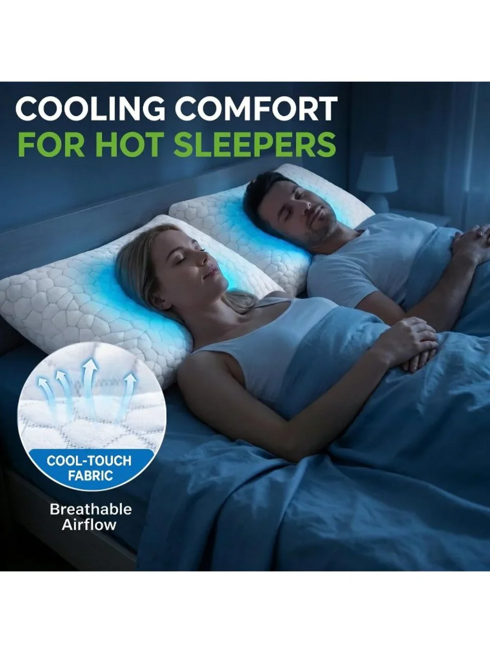 〽️Cooling Pillows King Size Set of 2 CertiPUR-US Shredded Memory Foam Pillows